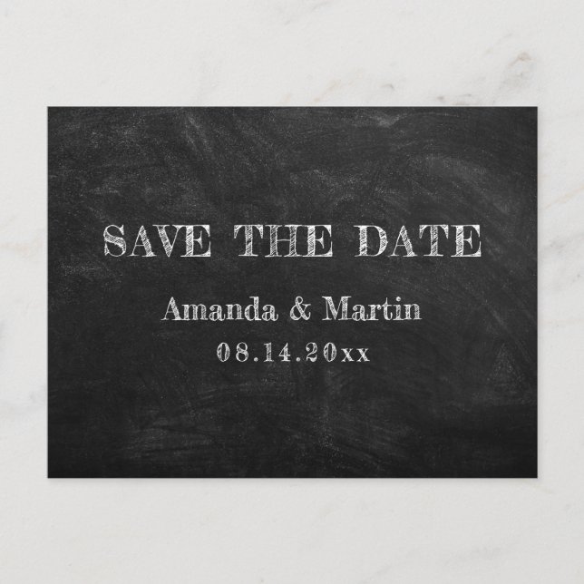 Rustic Country Chalkboard Save The Date Postcard (Front)