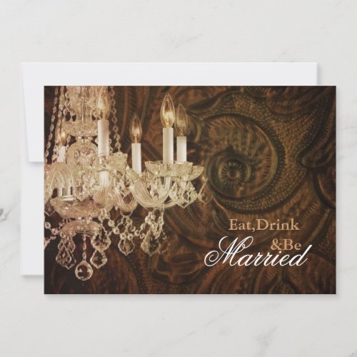 rustic country chandelier wedding Rehearsal Dinner Invitation