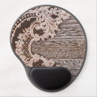Rustic Country Chic Bohemian Wood and Lace Gel Mouse Pad