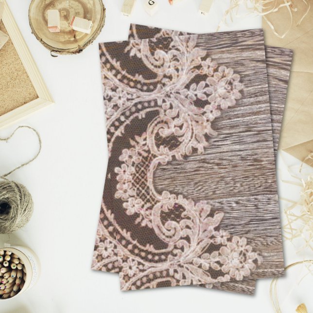 Rustic Country Chic Bohemian Wood and Lace Tissue Paper (Rustic Country Chic Bohemian Wood and Lace Tissue Paper)