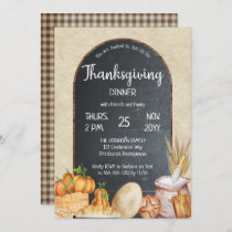 Rustic Country Chic Chalkboard Thanksgiving Dinner Invitation
