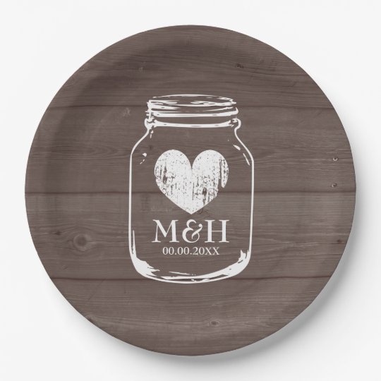 Rustic Country Chic Mason Jar Wedding Party Plates Zazzle Rustic Country Chic Mason Jar Wedding Party Plates