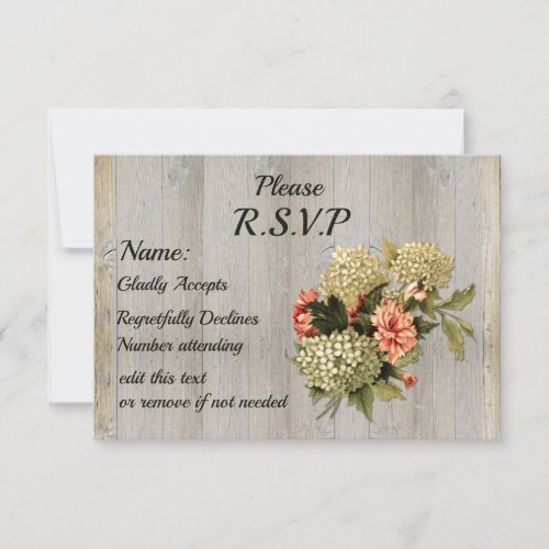 Rustic Country Chic Old Wood and Flowers RSVP