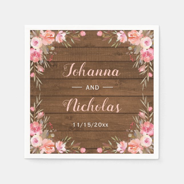 Rustic Country Chic Wedding Engagement Party Paper Napkins (Front)