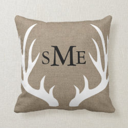 Rustic Country Chic White Deer Antlers Throw Pillow