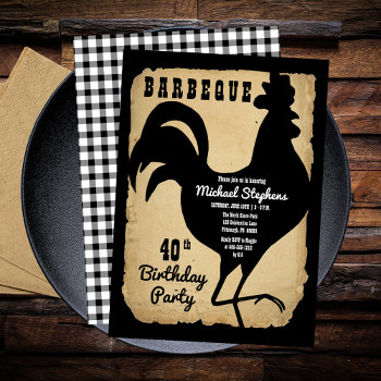 Rustic Country Chicken Bbq 40th Birthday Party Invitation by holidayhearts at Zazzle