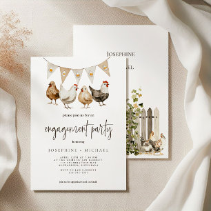 Rustic Country Chicken Engagement Party Invitation