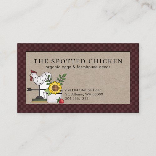 Rustic Country Chicken Farm Fresh Eggs  Business Card