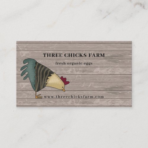 Rustic Country Chicken Farm Fresh Eggs  Business Card