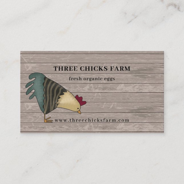 Rustic Country Chicken Farm Fresh Eggs  Business Card (Front)