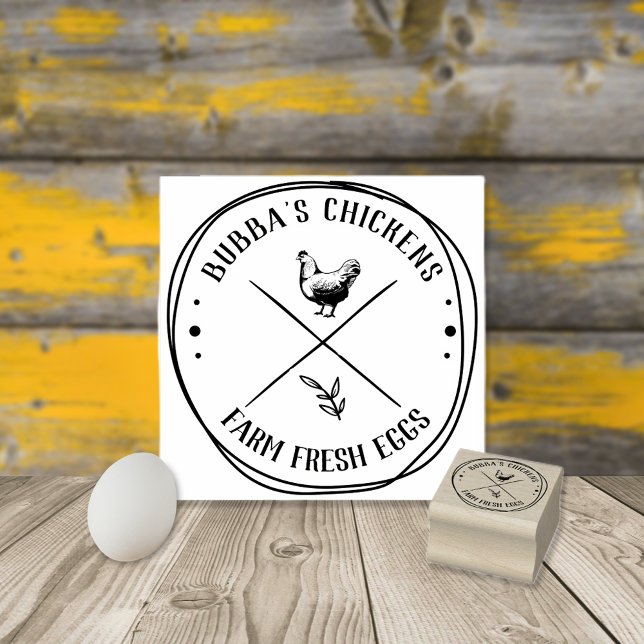 Rustic Country Chicken Farmer Egg Stamp (Creator Uploaded)