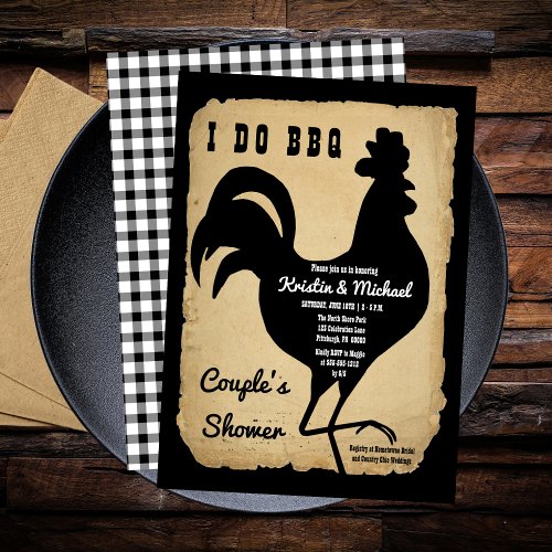 Rustic Country Chicken I DO BBQ Couples Shower Invitation