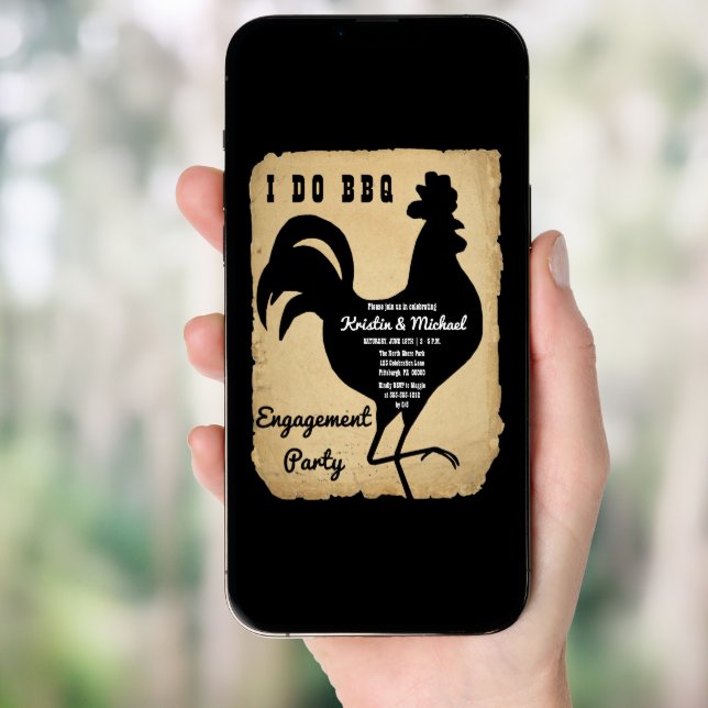 Rustic Country Chicken I DO BBQ Engagement Party Invitation (Front Digital)