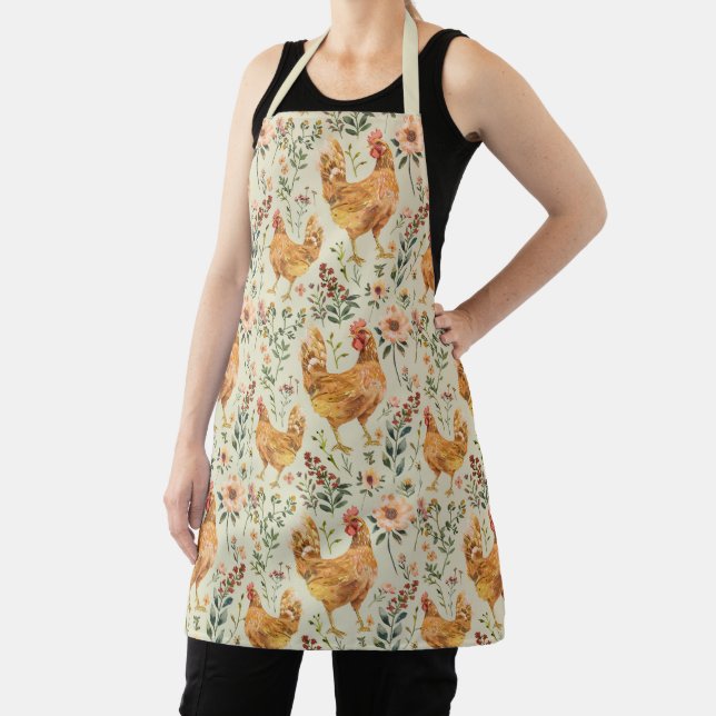 Rustic Country Chicken Pattern Apron (Insitu)