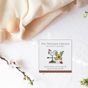 Rustic Country Chicken Rooster QR code  Square Bus Business Card
