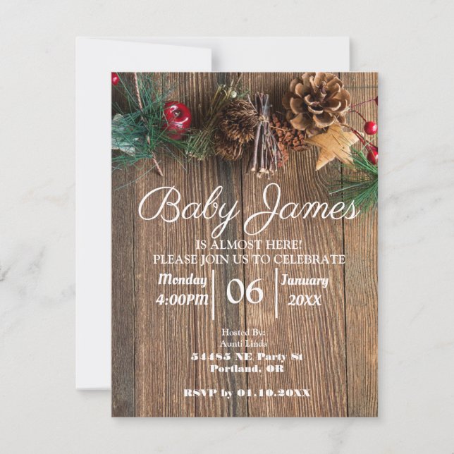 Rustic Country Christmas Baby Shower Invitation (Front)