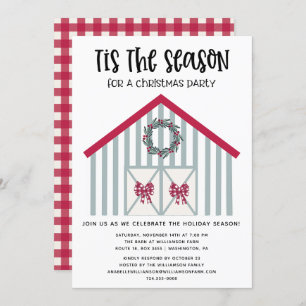 Rustic Country Christmas Barn Christmas Party Invitation