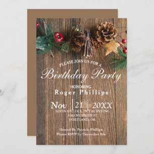 Rustic Country Christmas Birthday Party Invitation