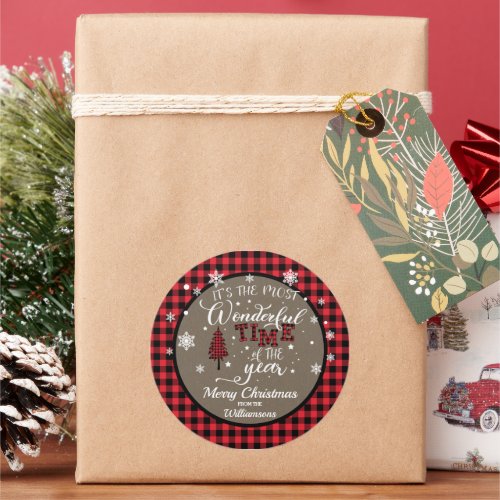 Rustic Country Christmas Buffalo Check Gift Tag