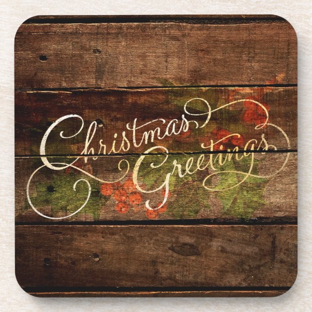 Rustic Country Christmas Coaster (Front)