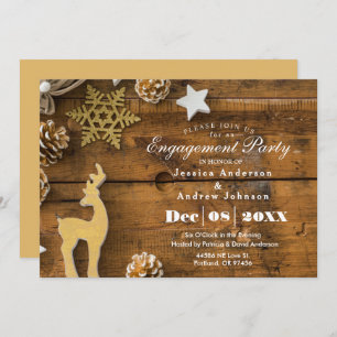 Rustic Country Christmas Deer Engagement Party Invitation