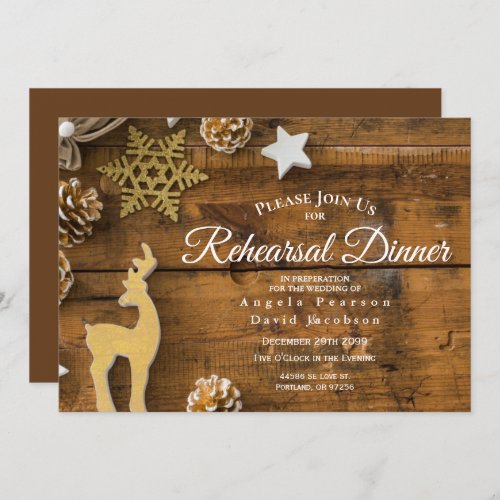  Rustic Country Christmas Deer Rehearsal Dinner Invitation
