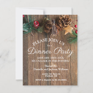 Rustic Country Christmas Dinner Party Invitation
