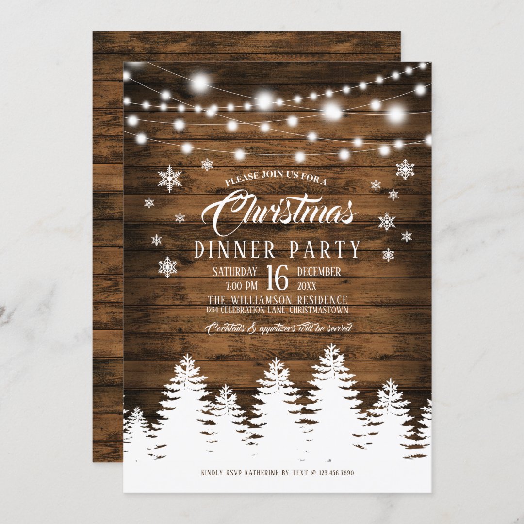 Rustic Country Christmas Dinner Party Invitation | Zazzle