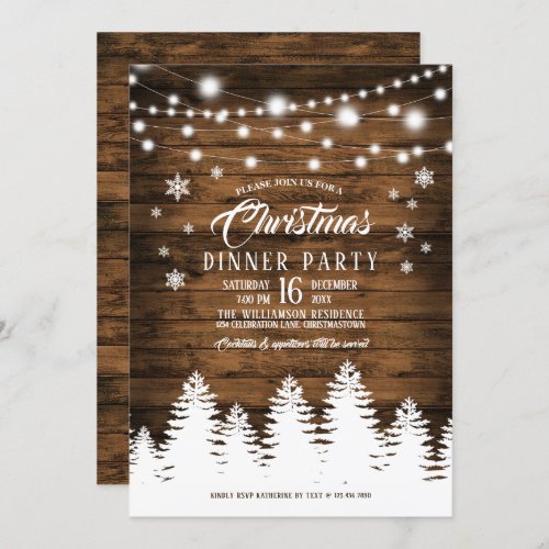 Rustic Country Christmas Dinner Party Invitation