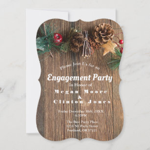 Rustic Country Christmas Engagement Party Invitation