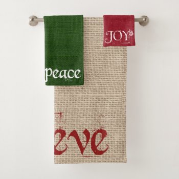 Rustic Country Christmas Holiday Burlap Bath Towel Set by All_About_Christmas at Zazzle