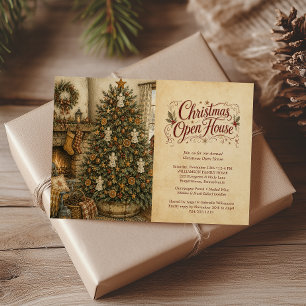 Rustic Country Christmas Holiday Open House Invitation