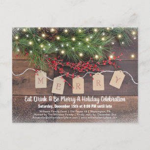 Rustic Country Christmas Holiday Party Invitation