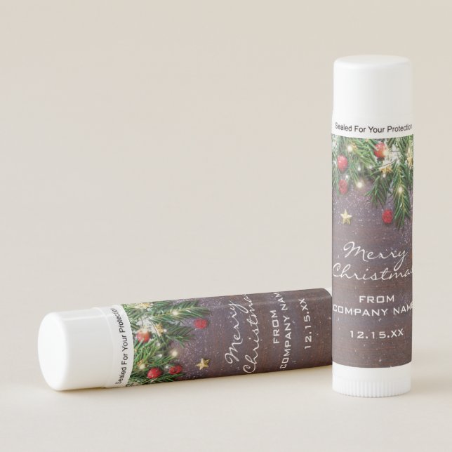 Rustic Country Christmas Holiday Party Lip Balm (Front)