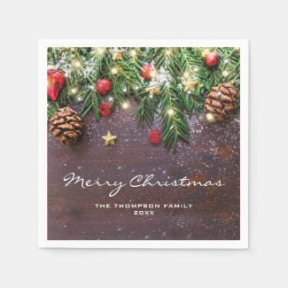Rustic Country Christmas Holiday Party Paper Napkins