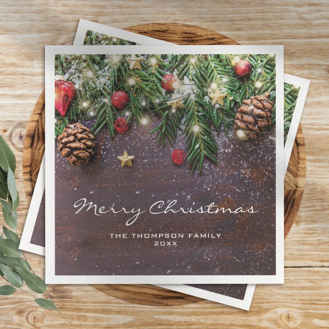 Rustic Country Christmas Holiday Party Paper Napkins (Creator Uploaded)