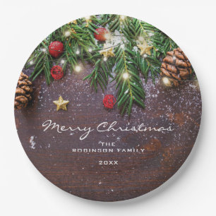 Rustic Country Christmas Holiday Party Paper Plates
