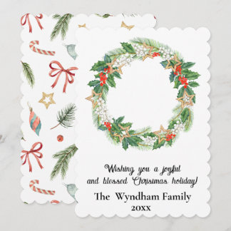 Rustic Country Christmas Holiday Wreath Non Photo Card