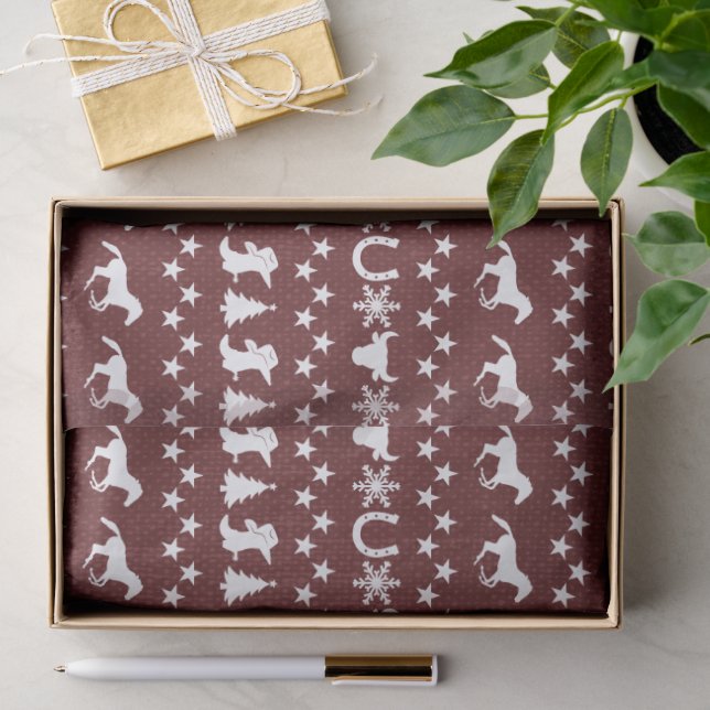 Rustic Country Christmas Horse Pattern Red Tissue Paper (Gift)