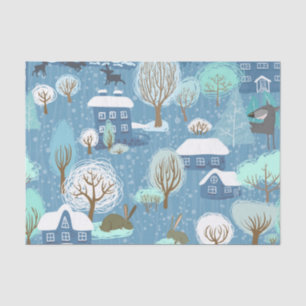 Rustic Country Christmas Light Blue & White Tissue Paper