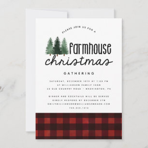 Rustic Country Christmas Party Buffalo Plaid Party Invitation