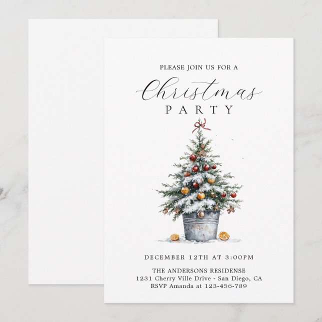 Rustic Country Christmas Party Invitation (Front/Back)