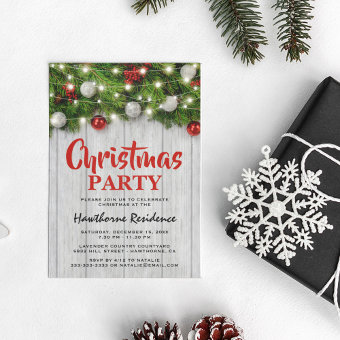 Rustic Country Christmas Party Invitation | Zazzle