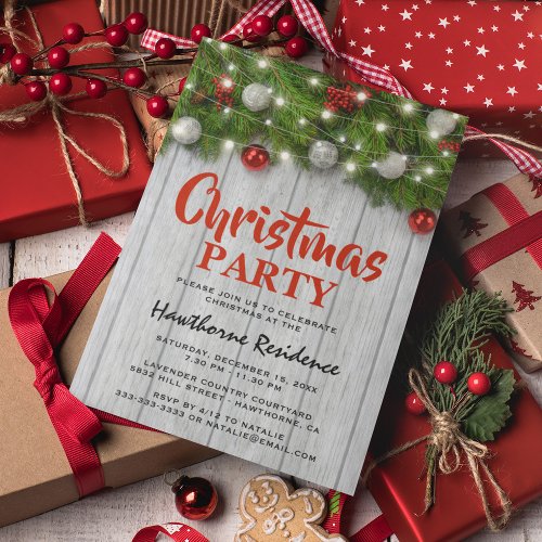 Rustic Country Christmas Party Invitation