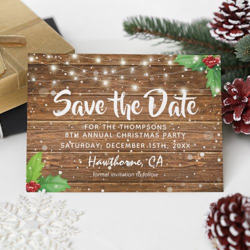 Rustic Country Christmas Party Save the Date Announcement Postcard
