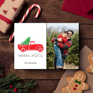 Rustic Country Christmas Photo Plaid Holiday Card