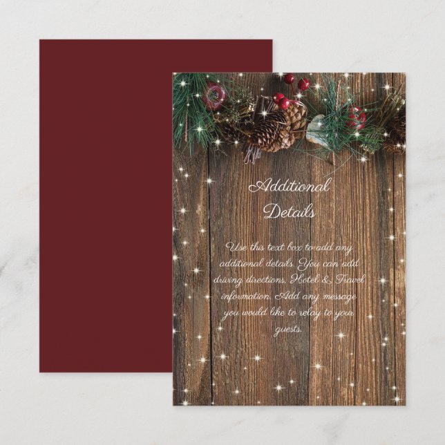 Rustic Country Christmas Pine Garland Wood Snow Enclosure Card (Front/Back)