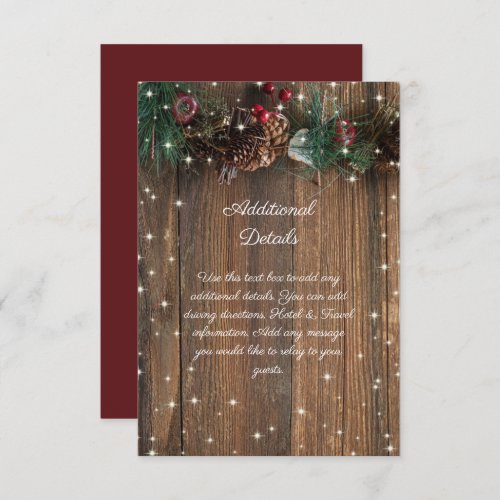 Rustic Country Christmas Pine Garland Wood Snow Enclosure Card