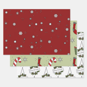 Rustic Country Christmas Snowflakes Gift Wrapping  Paper Sheets