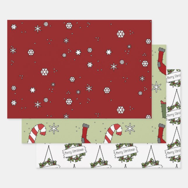 Rustic Country Christmas Snowflakes Gift Wrapping  Wrapping Paper Sheets (Set)